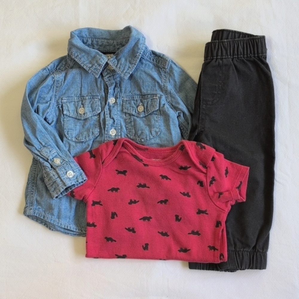 carter's 3 piece cotton outfit set 9 months baby boy,